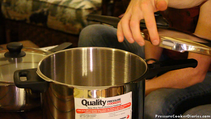 Inspecting our new Fagor pressure cooker Inspecting our new Fagor pressure cooker
